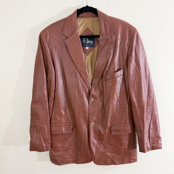Vintage Remy Leather Brown Leather Jacket Men's Size 40 Button Up Made in USA - Picture 1 of 7